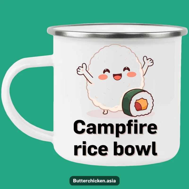Funny Rice Blob Camping Mug: Cute Sushi Character Cup for Humorous Adventures