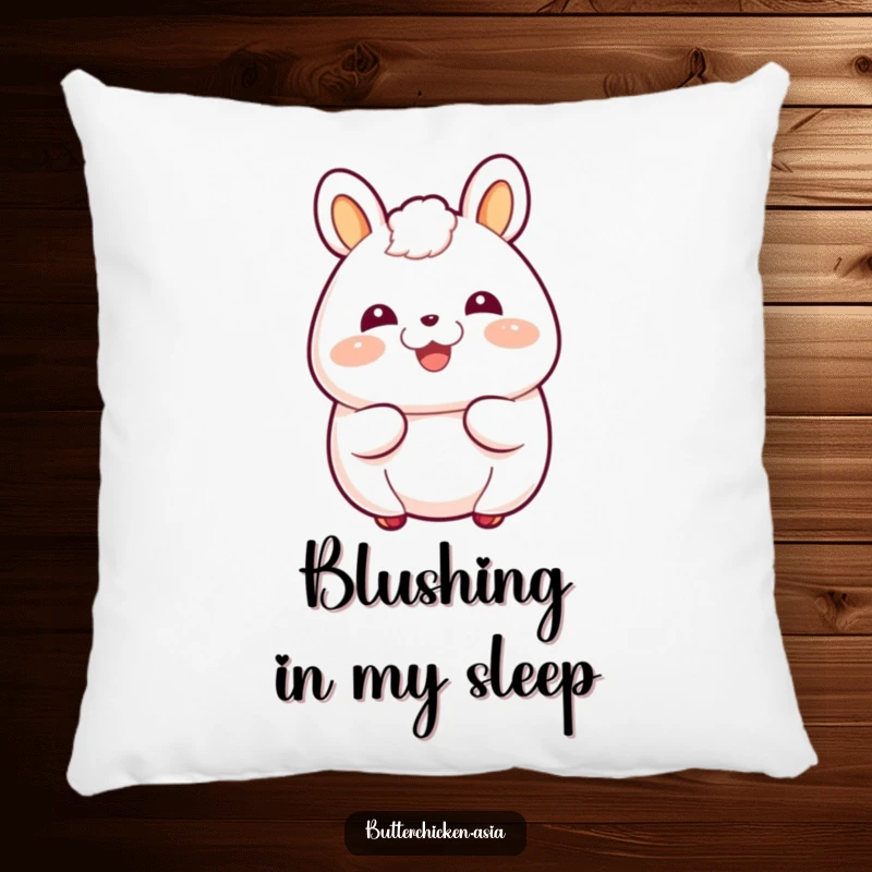 Funny Pillow with a giggling bao bun character blushing happily, offering soft comfort and cheerful vibes.