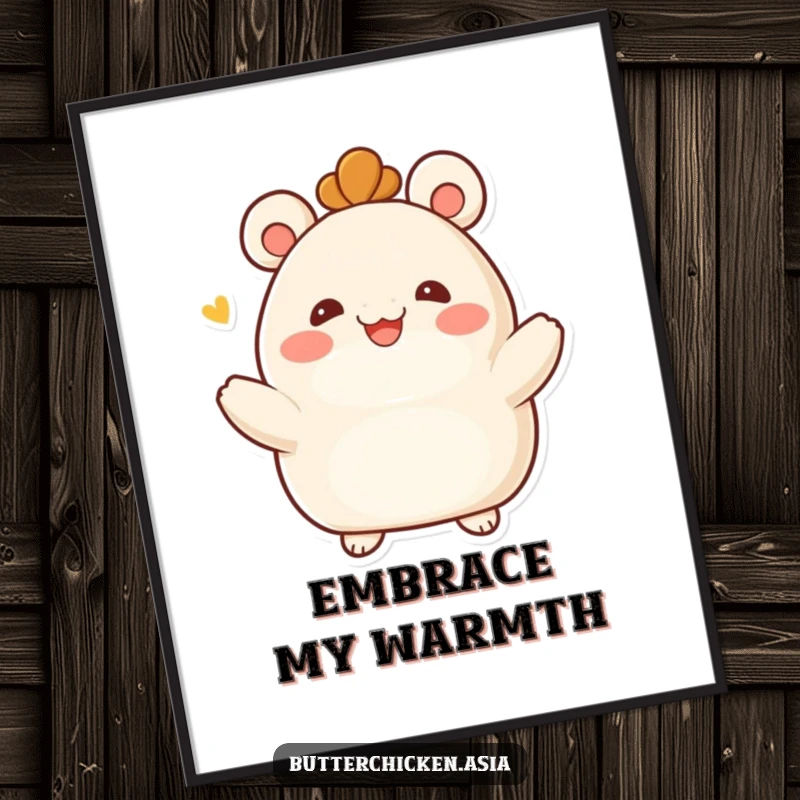 Funny Bao Bun Digital Art: a smiling bao bun character offers a warm embrace. Instant art for a comforting and funny gift.