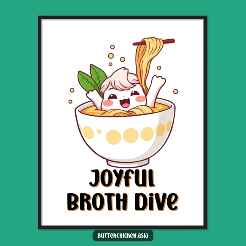 Funny Ramen Digital Art: Instant Cheer with Splashing Character