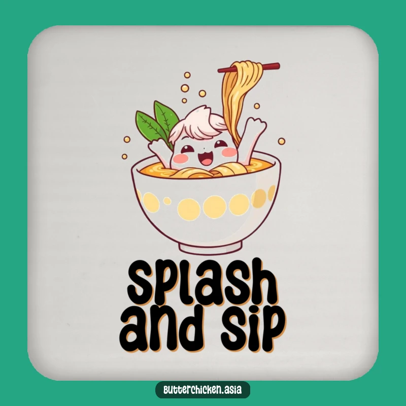 Funny Ramen Coaster: Protect Surfaces with a Splashing Character