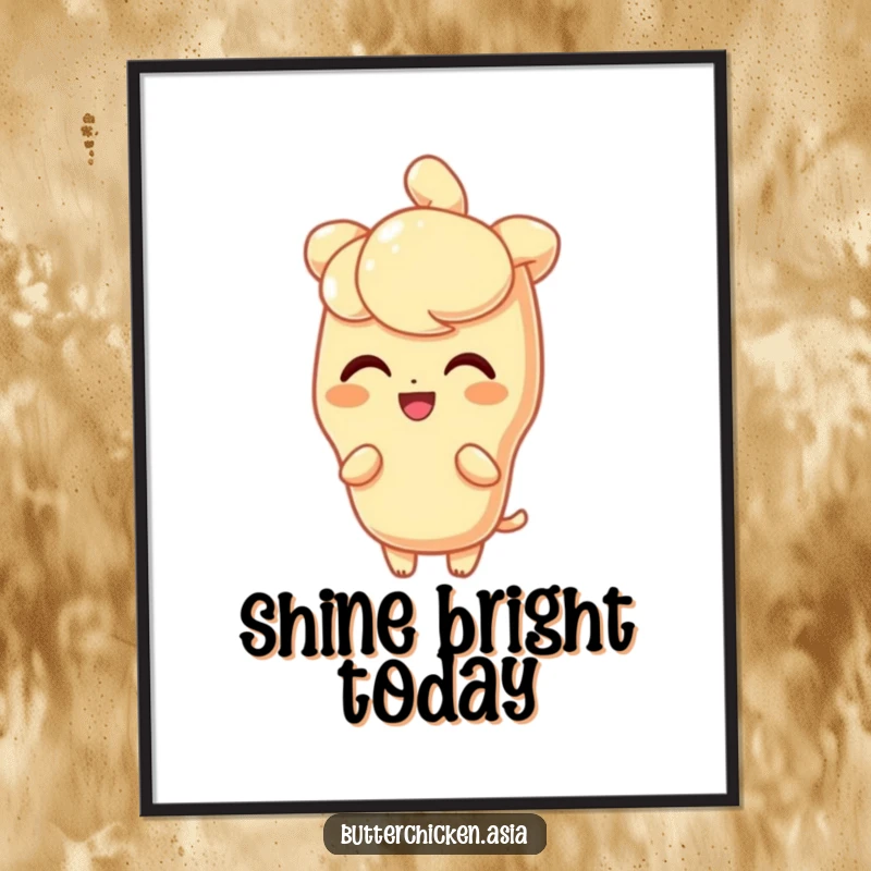 Funny Poster featuring a delighted tempura character with a light, crisp shine, radiating pure happiness.