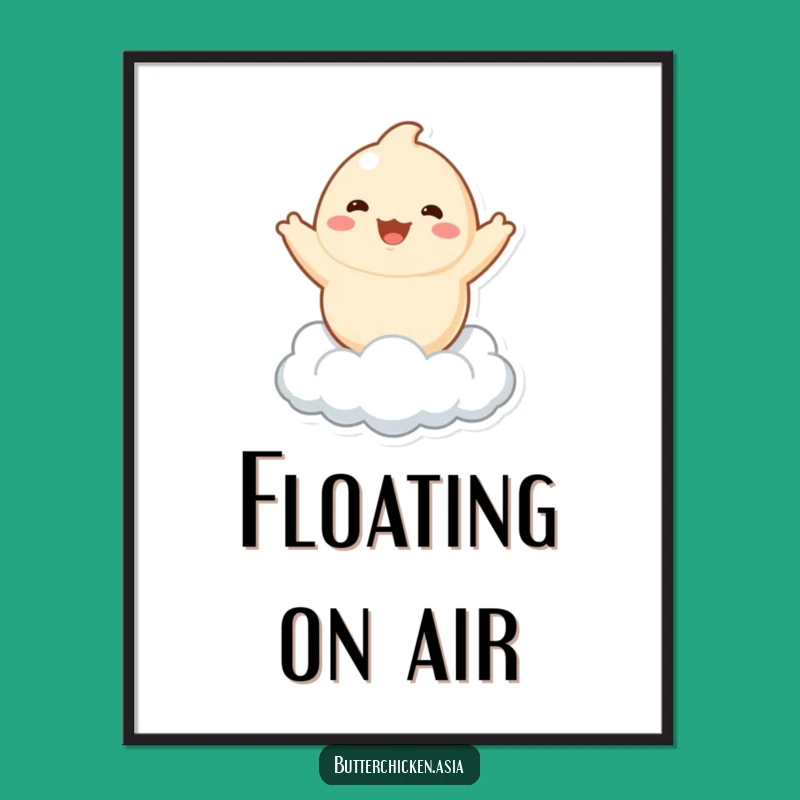 Funny Dumpling Poster: Playful Character Art, Cloud Joy Wall Decor