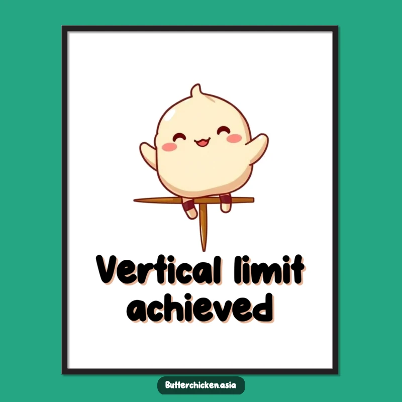 Funny Dumpling Poster Print - Joyful Chinese Food Character Art for Walls