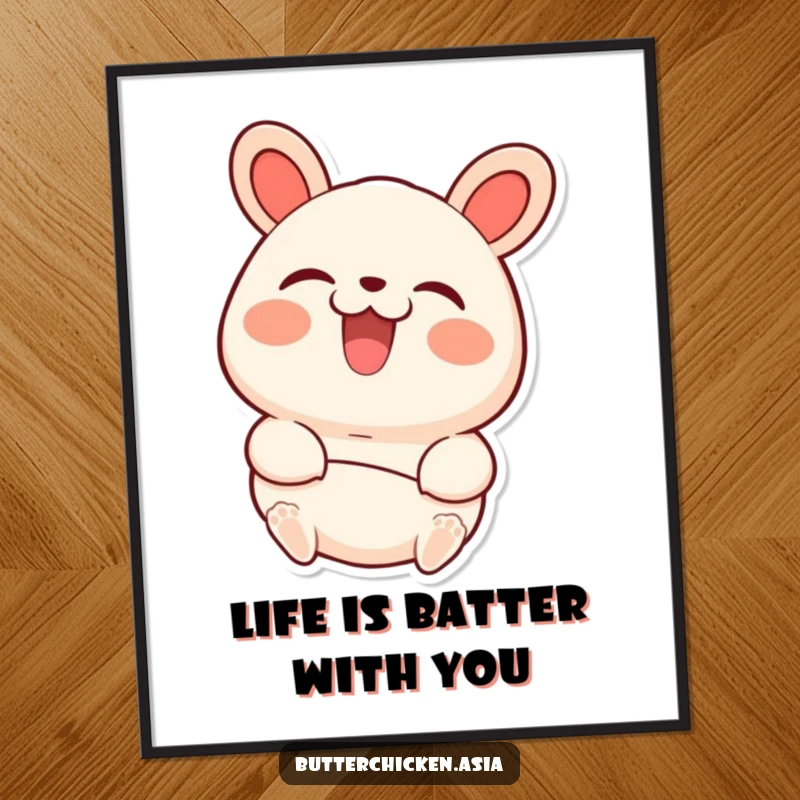 Funny Free Printable Wall Art: A cute bao bun character beaming with delight as it's gently picked up, radiating joy.