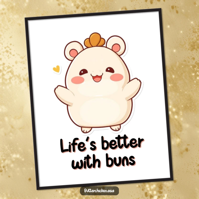 Funny Free Printable smiling bao bun character offering a warm, loving embrace, creating humorous downloadable wall art.