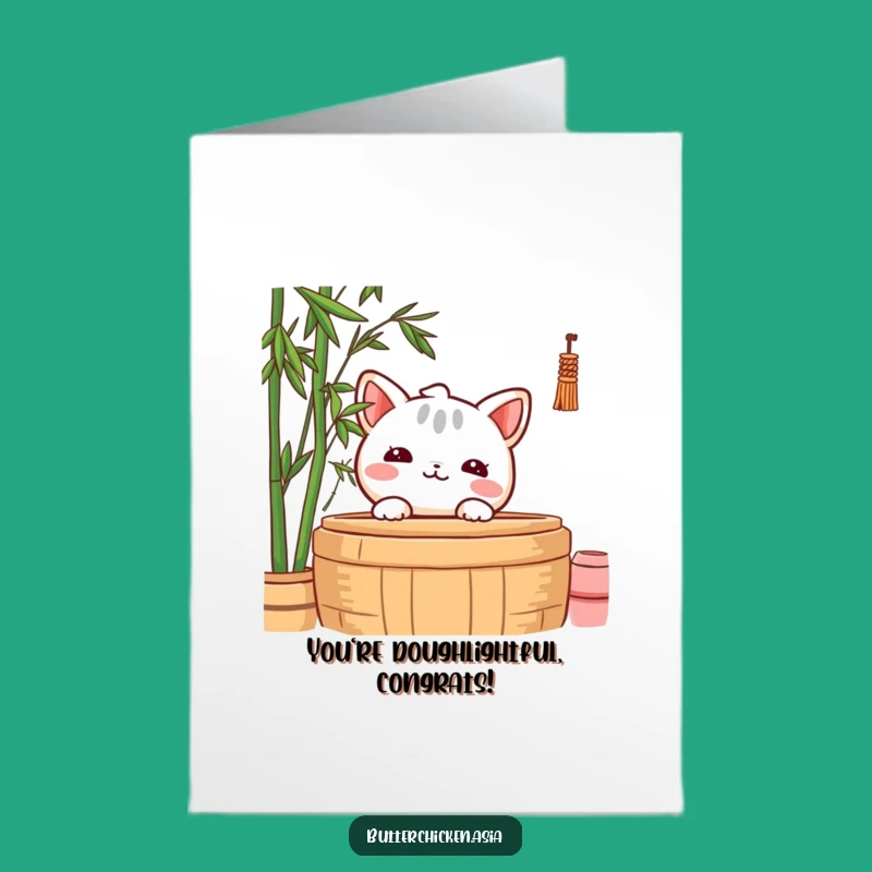 Free Printable Congrats Card: Shy Wonton Peek Funny Congratulations Downloadable Gift