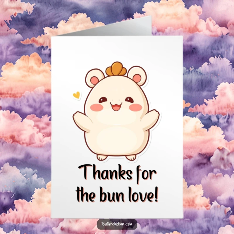 Funny Free Printable smiling bao bun character offering a warm embrace, perfect for a thank you card.