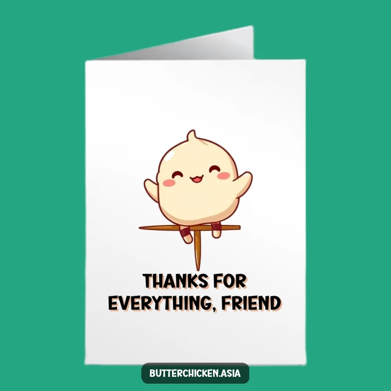 Free Printable Thank You Card: Grateful Dumpling Leap, Downloadable Heartfelt Thanks