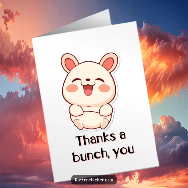 Funny Free Printable Thank You Card: A content bao bun being gently picked up, expressing sincere gratitude with a big smile.