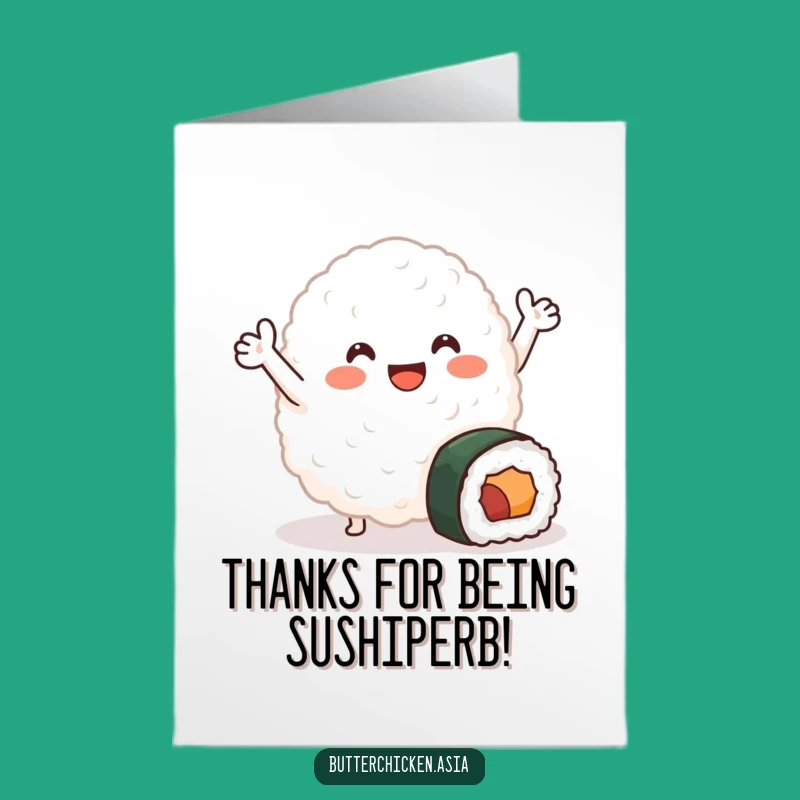 Free Printable Rice Blob Thank You Card - Sushi Friend Funny Downloadable Gift