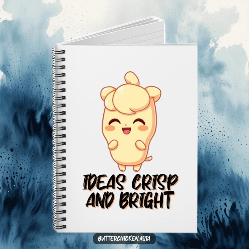 Funny Notebook with a delighted tempura character shining brightly, perfect for capturing bright ideas.