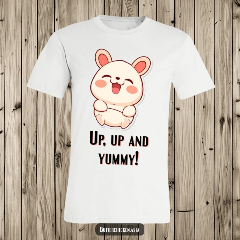 Funny bao bun t-shirt featuring a beaming character with a look of pure joy while being lifted.