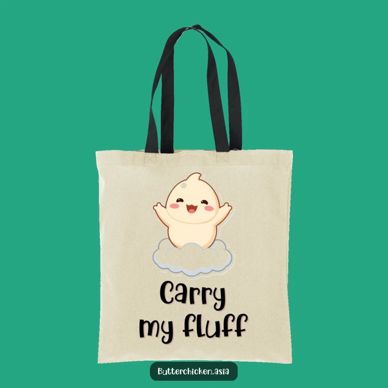 Funny Dumpling Tote Bag: Playful Character Carry-All, Cloud Design